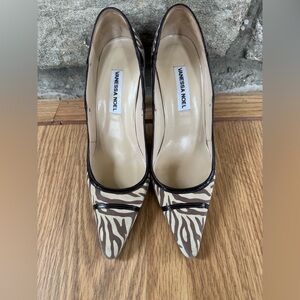 [Vanessa Noel] Dark Brown Zebra Print Heels Sz: 7 [IT 37.5]